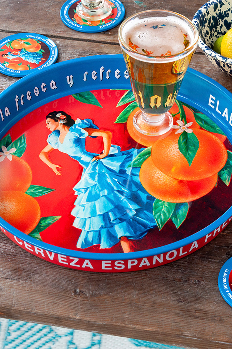 Cerveza Española Metal Drinks Tray | Mercado Store. – mercadostore.uk