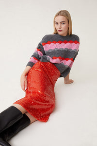 Fer Jupe Sequin Skirt  Orange Red - Suncoo