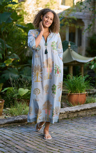 Alessandria Cotton Dress Dusky Blue - Luella