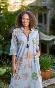 Alessandria Cotton Dress Dusky Blue - Luella