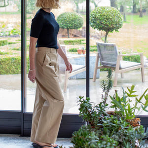 Amelia Trouser Dark Beige - Chalk