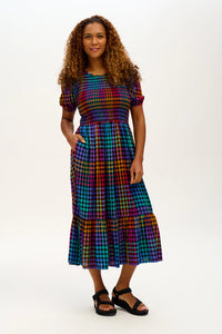 Yolanda Midi Shirred Dress - Sugarhill