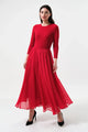 Huxley Jersey & Georgette Midi Dress - Red