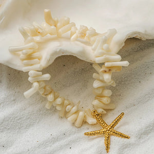 Coral Chip & Starfish Bracelet - Orelia