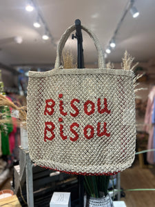 Bisou Bisou- Natural and red Jute Bag - The Jacksons