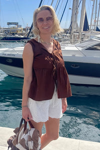 Line Tie Sleeveless Blouse - Ost
