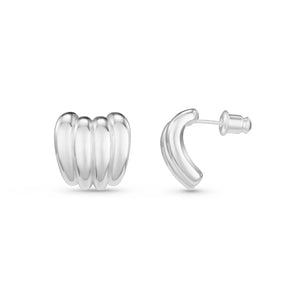 Statement domed Claw Earrings Silver - Orelia