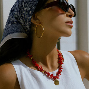 Red COral Chip Necklace - Orelia