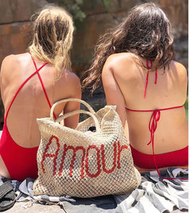 Amore Natural and Red Jute Bag - The Jacksons