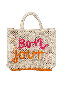 Bonjour Jute Bag - Pink & Tango Orange - The Jacksons