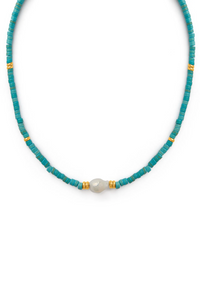 Pearl & Bead Turquoise Necklace - Orelia