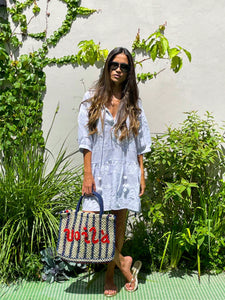 VOILA - Red, White & Navy Stripe Jute Bag - The Jacksons