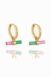 Watermelon Tourmaline T-Bar Earrings  - Rachel Jackson