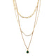Orelia Emerald Three Row Necklace Gold