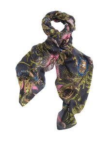 One Hundred Stars Scarf Eccentric Blooms / Blossom  Charcoal