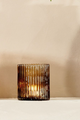 Nkuku Malana Recycled Glass Candle Holder - Smoke Brown - Small