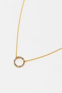 Estella Bartlett CZ Circle Rainbow Necklace